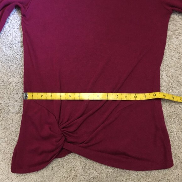Merlot Red Twist Hem Pullover Knit Sweater Top - Picture 12 of 15